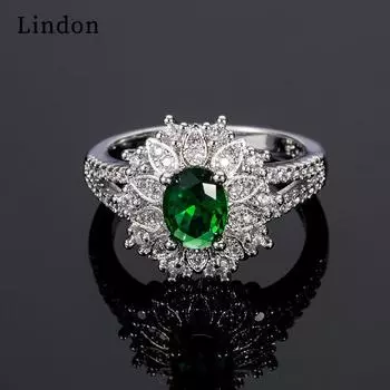 Классическое кольцо Lindon для женщин с цирконом круглой формы, подарок на свадьбу, размер 6-10 6 серебряный