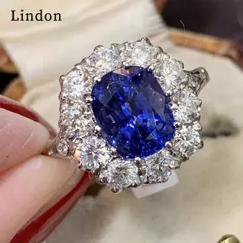 Классическое кольцо Lindon для женщин с цирконом круглой формы, подарок на свадьбу, размер 6-10 6 синий