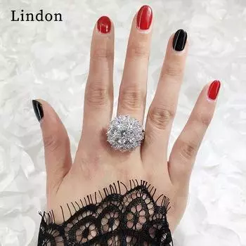 Классическое кольцо Lindon для женщин с цирконом круглой формы, подарок на свадьбу, размер 6-10 6 серебряный