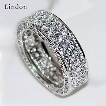 Классическое кольцо Lindon для женщин с цирконом круглой формы, подарок на свадьбу, размер 6-10 6 серебряный