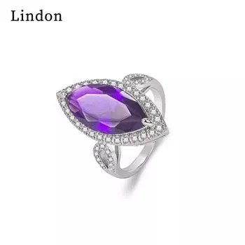 Классическое кольцо Lindon из медного сплава с цирконием, женские ювелирные изделия, свадебный подарок для вечеринки 6 серебряный