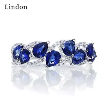 Классическое кольцо Lindon из медного сплава с цирконием, женские ювелирные изделия, свадебный подарок для вечеринки 6 синий
