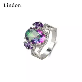 Классическое кольцо Lindon из медного сплава с цирконием, женские ювелирные изделия, свадебный подарок для вечеринки 6 серебряный