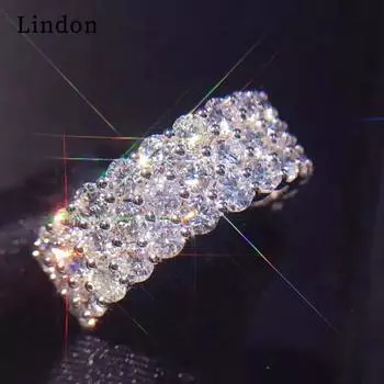 Классическое кольцо Lindon из медного сплава с цирконием, женские ювелирные изделия, свадебный подарок для вечеринки 6 серебряный