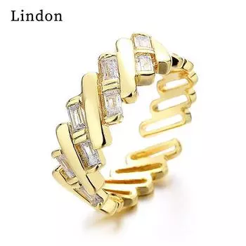 Классическое кольцо Lindon из медного сплава с цирконием, женские ювелирные изделия, свадебный подарок для вечеринки золотой