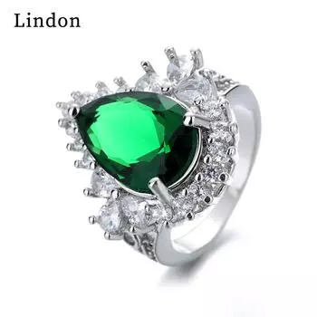 Классическое кольцо Lindon из медного сплава с цирконием, женские ювелирные изделия, свадебный подарок для вечеринки 6 зелёный