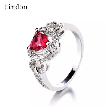 Классическое кольцо Lindon из медного сплава с цирконием, женские ювелирные изделия, свадебный подарок для вечеринки 6 красный