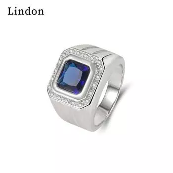 Классическое кольцо Lindon из медного сплава с цирконом, ювелирные изделия для джентльменов, свадебное обещание, подарок для вечеринки 6 серебряный