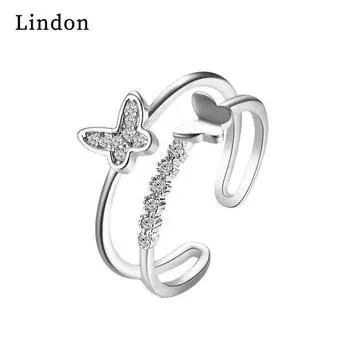 Классическое кольцо Lindon из медного сплава с цирконием, женские ювелирные изделия, свадебный подарок для вечеринки серебряный