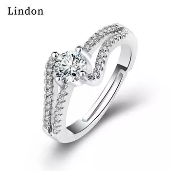 Классическое кольцо Lindon из медного сплава с цирконием, женские ювелирные изделия, свадебный подарок для вечеринки серебряный
