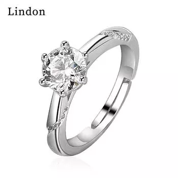 Классическое кольцо Lindon из медного сплава с цирконием, женские ювелирные изделия, свадебный подарок для вечеринки серебряный