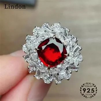 Классическое кольцо Lindon из медного сплава с цирконием, женские ювелирные изделия, свадебный подарок для вечеринки красный