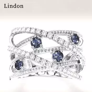 Классическое кольцо Lindon из медного сплава с цирконием, женские ювелирные изделия, свадебный подарок для вечеринки 6 серебряный