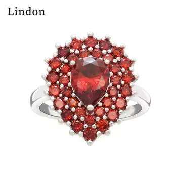 Классическое кольцо Lindon из медного сплава с цирконием, женские ювелирные изделия, свадебный подарок для вечеринки 5 красный