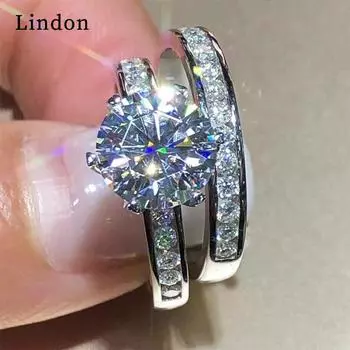 Классическое кольцо Lindon из медного сплава с цирконием, женские ювелирные изделия, свадебный подарок для вечеринки 6 серебряный