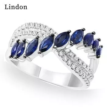 Классическое кольцо Lindon из медного сплава с цирконием, женские ювелирные изделия, свадебный подарок для вечеринки 6 синий