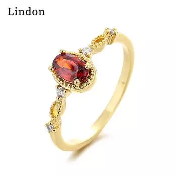 Классическое кольцо Lindon из медного сплава с цирконием, женские ювелирные изделия, свадебный подарок для вечеринки 6 красный