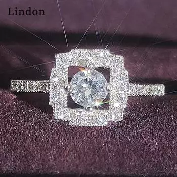 Классическое кольцо Lindon из медного сплава с цирконием, женские ювелирные изделия, свадебный подарок для вечеринки 6 серебряный