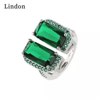 Классическое кольцо Lindon из медного сплава с цирконием, женские ювелирные изделия, свадебный подарок для вечеринки зелёный