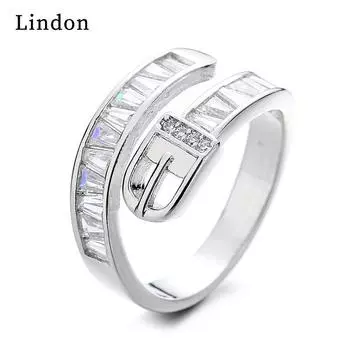 Классическое кольцо Lindon из медного сплава с цирконием, женские ювелирные изделия, свадебный подарок для вечеринки серебряный