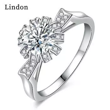 Классическое кольцо Lindon из медного сплава с цирконием, женские ювелирные изделия, свадебный подарок для вечеринки 9 серебряный