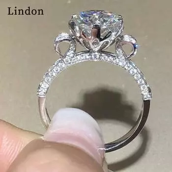 Классическое кольцо Lindon из медного сплава с цирконием, женские ювелирные изделия, свадебный подарок для вечеринки 6 серебряный