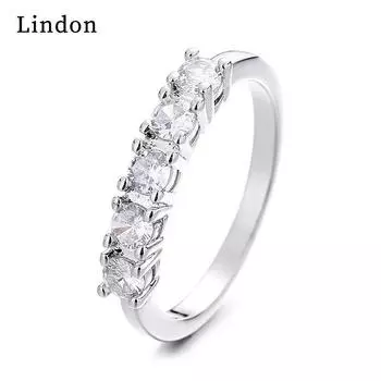 Классическое кольцо Lindon из медного сплава с цирконием, женские ювелирные изделия, свадебный подарок для вечеринки 6 серебряный