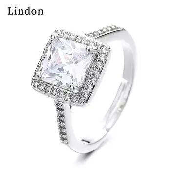 Классическое кольцо Lindon из медного сплава с цирконием, женские ювелирные изделия, свадебный подарок для вечеринки серебряный