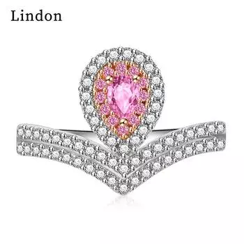 Классическое кольцо Lindon из медного сплава с цирконием, женские ювелирные изделия, свадебный подарок для вечеринки 9 розовый