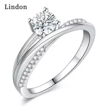 Классическое кольцо Lindon из медного сплава с цирконием, женские ювелирные изделия, свадебный подарок для вечеринки 9 серебряный