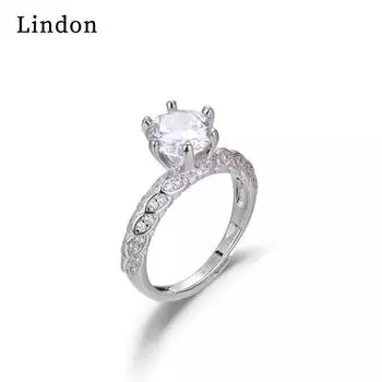 Классическое кольцо Lindon из медного сплава с цирконом, женские ювелирные изделия, свадебный подарок, вечеринка