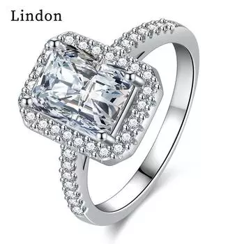 Классическое кольцо Lindon из медного сплава с цирконием, женские ювелирные изделия, свадебный подарок для вечеринки 9 серебряный