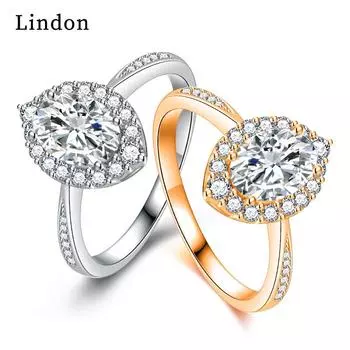 Классическое кольцо Lindon из медного сплава с цирконием, женские ювелирные изделия, свадебный подарок для вечеринки 9 серебряный