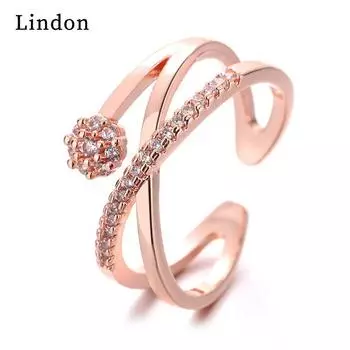 Классическое кольцо Lindon из медного сплава с цирконием, женские ювелирные изделия, свадебный подарок для вечеринки розового золота