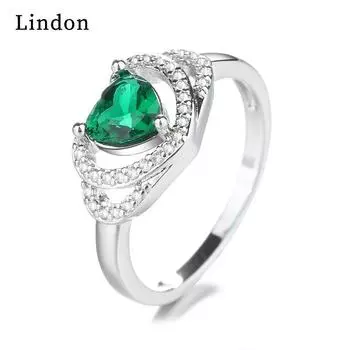 Классическое кольцо Lindon из медного сплава с цирконием, женские ювелирные изделия, свадебный подарок для вечеринки 6 зелёный