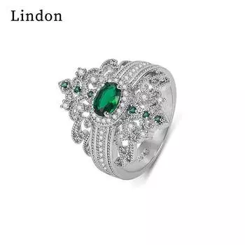 Классическое кольцо Lindon из медного сплава с цирконием, женские ювелирные изделия, свадебный подарок для вечеринки 6 серебряный