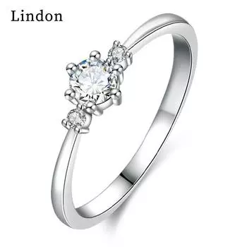 Классическое кольцо Lindon из медного сплава с цирконием, женские ювелирные изделия, свадебный подарок для вечеринки 9 серебряный
