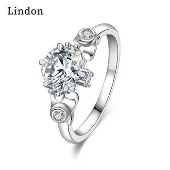 Классическое кольцо Lindon из медного сплава с цирконием, женские ювелирные изделия, свадебный подарок для вечеринки 9 серебряный