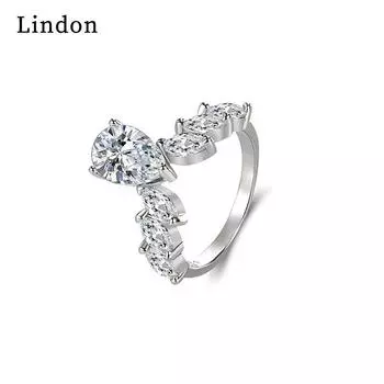 Классическое кольцо Lindon из медного сплава с цирконием, женские ювелирные изделия, свадебный подарок для вечеринки 6 серебряный