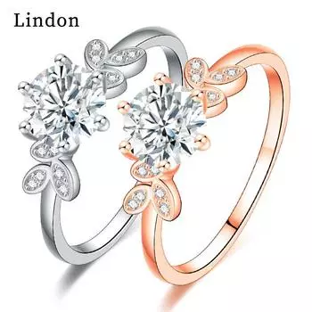 Классическое кольцо Lindon из медного сплава с цирконием, женские ювелирные изделия, свадебный подарок для вечеринки 9 серебряный