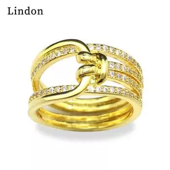 Классическое кольцо Lindon из медного сплава с цирконием, женские ювелирные изделия, свадебный подарок для вечеринки 5 золотой