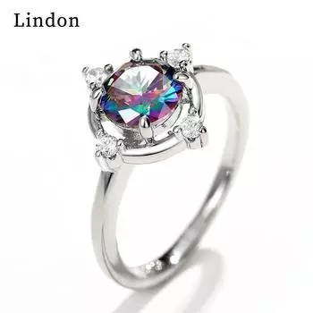 Классическое кольцо Lindon из медного сплава с цирконием, женские ювелирные изделия, свадебный подарок для вечеринки 6 разноцветный