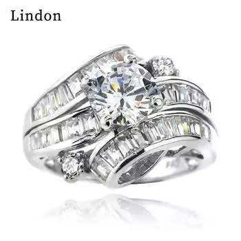 Классическое кольцо Lindon из медного сплава с цирконием, женские ювелирные изделия, свадебный подарок для вечеринки 6 серебряный
