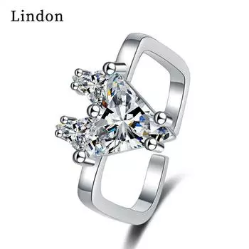 Классическое кольцо Lindon из медного сплава с цирконием, женские ювелирные изделия, свадебный подарок для вечеринки серебряный