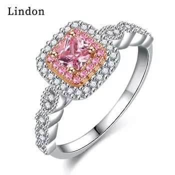 Классическое кольцо Lindon из медного сплава с цирконием, женские ювелирные изделия, свадебный подарок для вечеринки 9 розовый