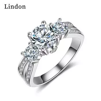 Классическое кольцо Lindon из медного сплава с цирконием, женские ювелирные изделия, свадебный подарок для вечеринки 6 серебряный