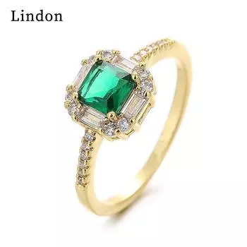 Классическое кольцо Lindon из медного сплава с цирконием, женские ювелирные изделия, свадебный подарок для вечеринки 6 золотой