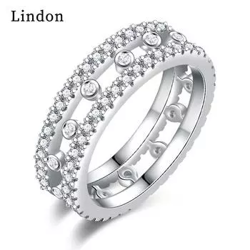 Классическое кольцо Lindon из медного сплава с цирконием, женские ювелирные изделия, свадебный подарок для вечеринки 9 серебряный