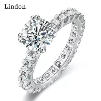 Классическое кольцо Lindon из медного сплава с цирконием, женские ювелирные изделия, свадебный подарок для вечеринки 9 серебряный