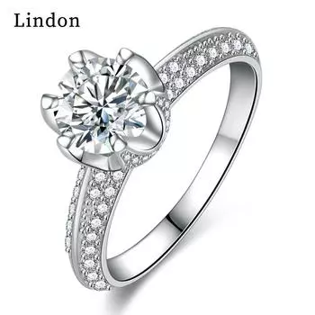 Классическое кольцо Lindon из медного сплава с цирконием, женские ювелирные изделия, свадебный подарок для вечеринки 9 серебряный
